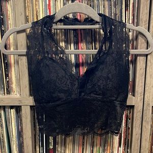 Black lace halter bralette